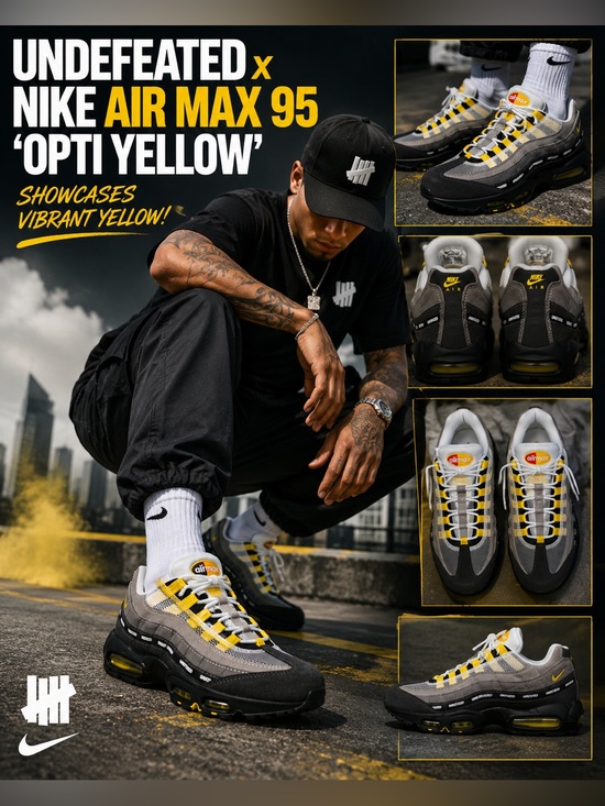 Nike Other - New!🔥Rare’ Undefeated x Nike Air Max 95 'Opti Yellow' showcases vibrant yellow!🔥